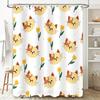Kawaii Cats and Tulips Shower Curtain Bathroom Decor for Kids Room Modern Print Home Decoration
