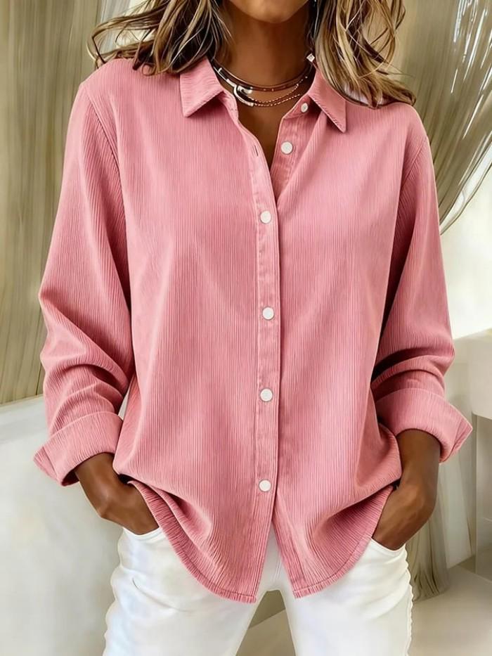2026 Autumn/Winter European Women s Corduroy Casual Shirt - New Arrivals S розовый