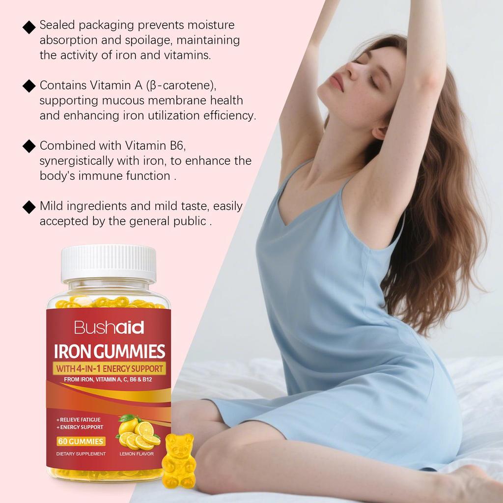 BUSHAID Iron Support Gummies: Daily Supplement for Optimal Iron Absorption.