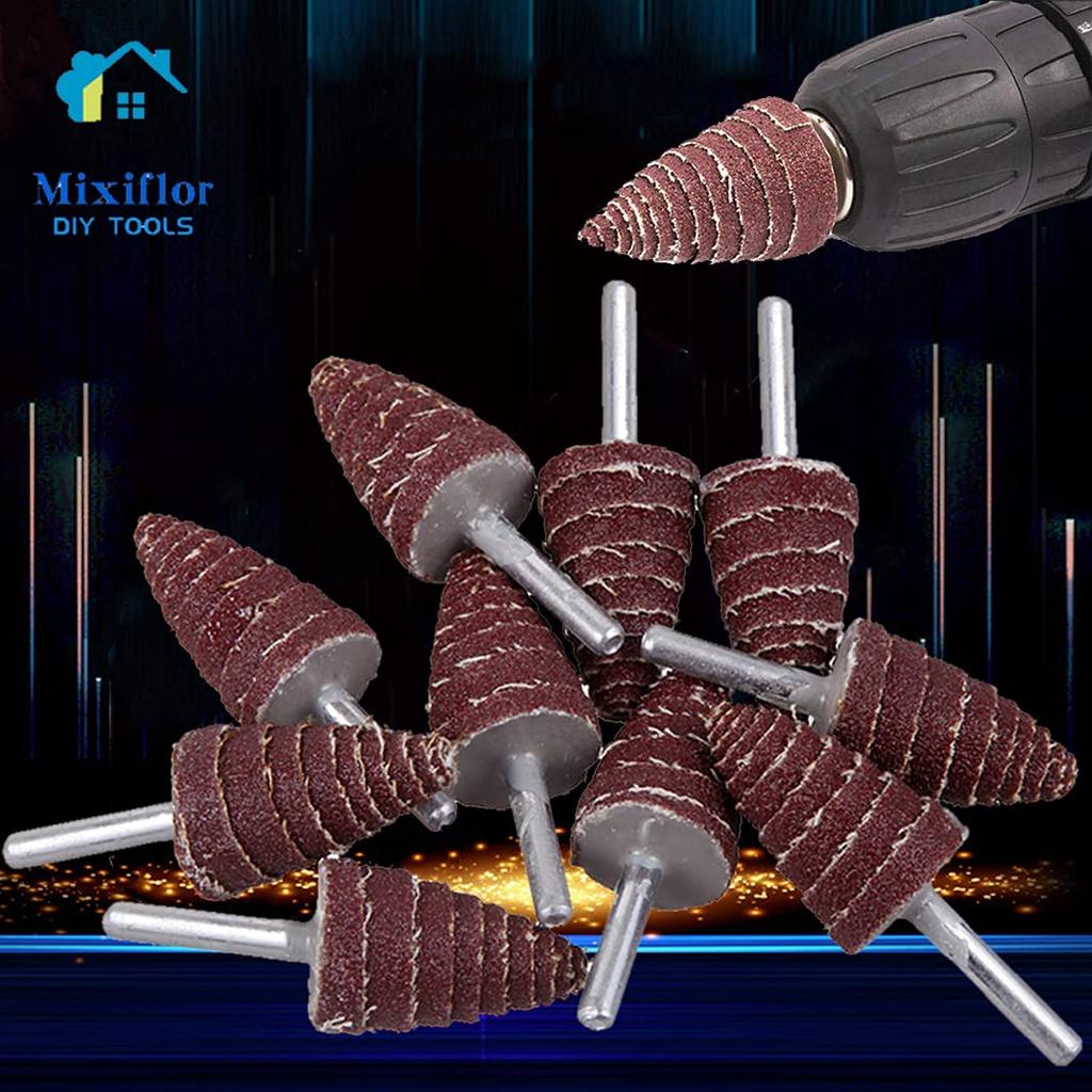 40 Pack 1/4" Shank 80 Grit Cone Shape Abrasive Sandpaper Flap Sanding Wheel Grinding Head Rotary Tool for Grinding and Polishing on Surface and Side