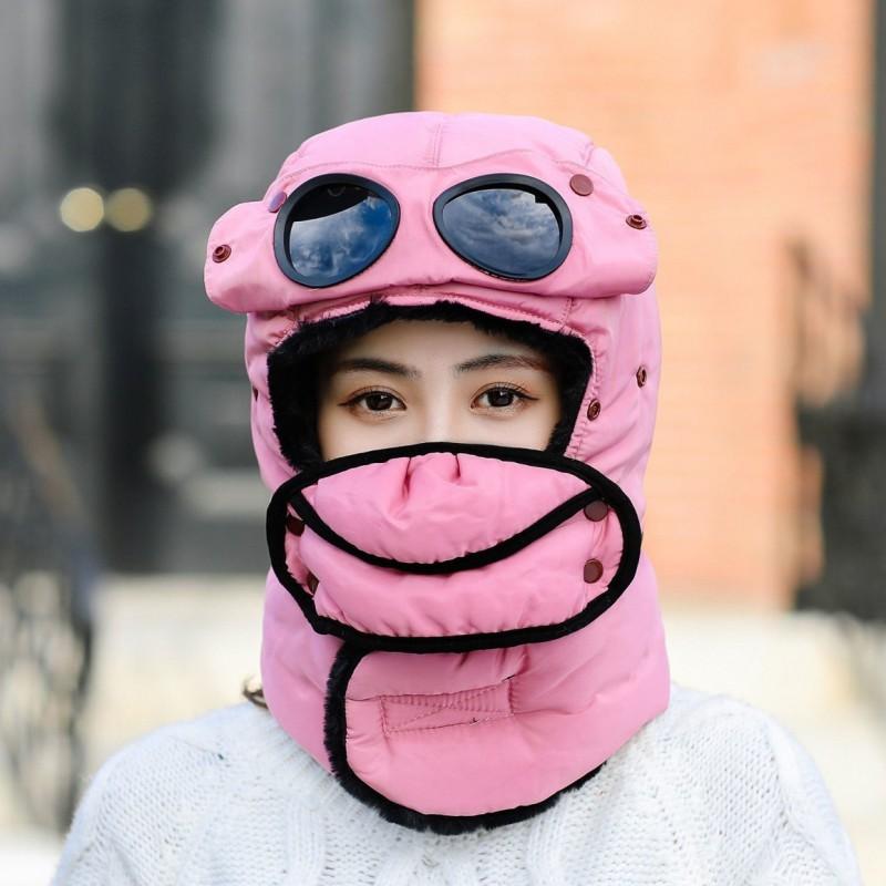 Unisex Winter Warm Fleece Lined Windproof Aviator Cap With Ear Protection Adjustable Beanie Skiing Cycling Outdoor