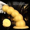 Gold Silicone Soft Bead Anal Plug Extra Large 5-Bead Dilator for Men & Women Prostate Massager Butt Plug Dildo Adult Sex Toy