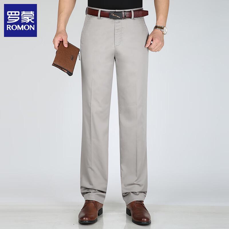 ROMON Men's Loose Straight Leg Cotton Blend Casual Pants
