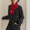 Autumn and winter new contrasting color striped knitted cardigan women's design sense versatile temperament niche sweater jacket top