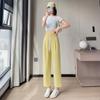 Summer 2033 Women's High Waist Straight Leg Harem Pants - Fashionable, Simple, and Slimming Cropped Fit