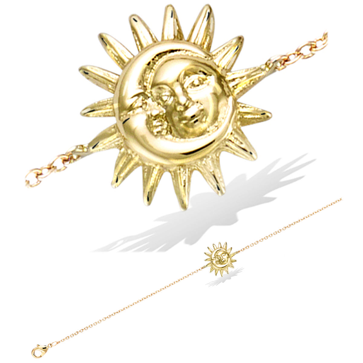 

Les Trésors De Lily [R5191] - Bracelet Plaqué Or Soleil Lune doré - 15 mm
