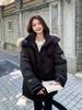 2025 Women's Winter Down Coat with Big Fur Collar - American Style Thickened Cotton-Padded Parka for Couples