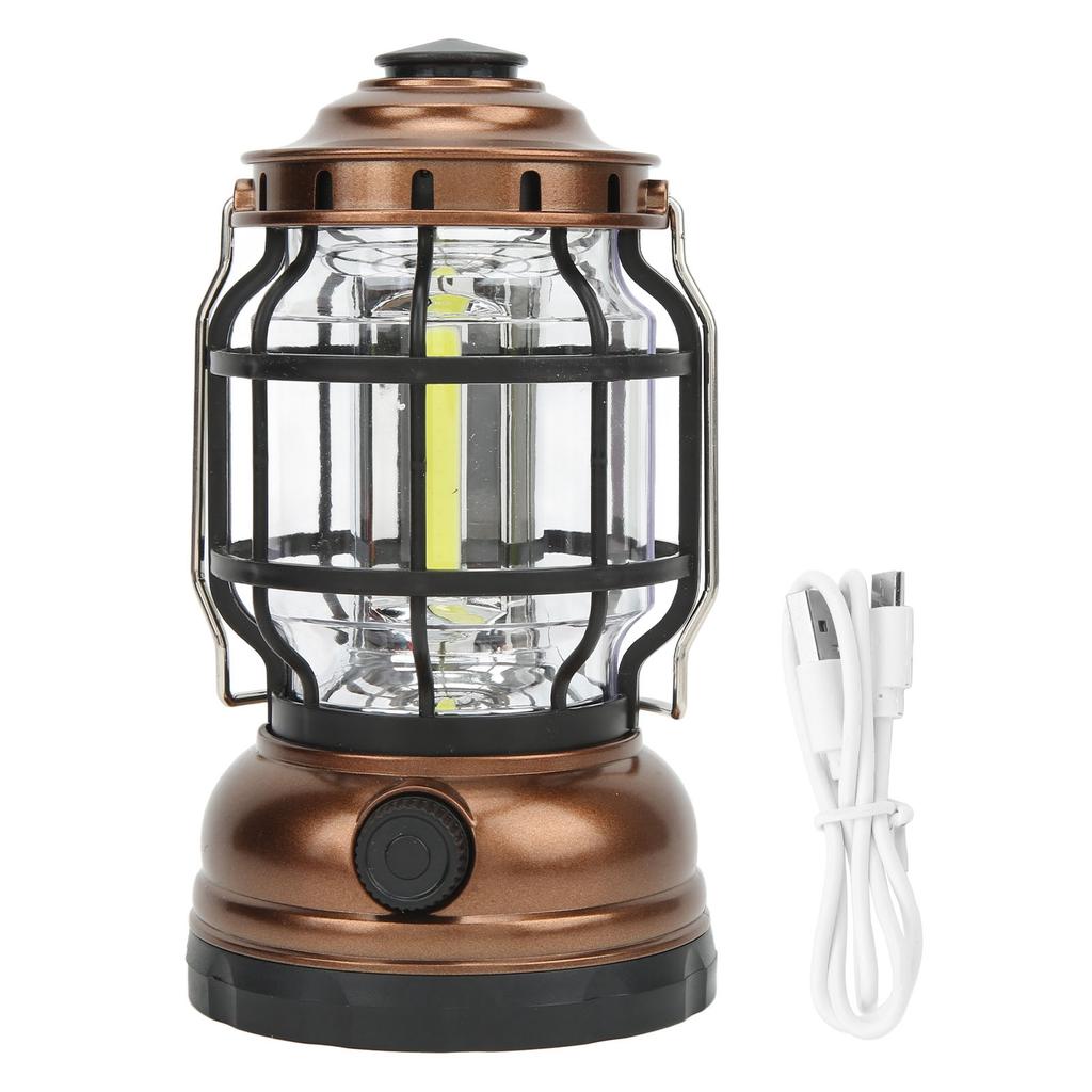 Vintage COB kempingová lucerna USB nabíjení vodotěsná přenosná rukojeť retro přenosná kempingová lucerna
