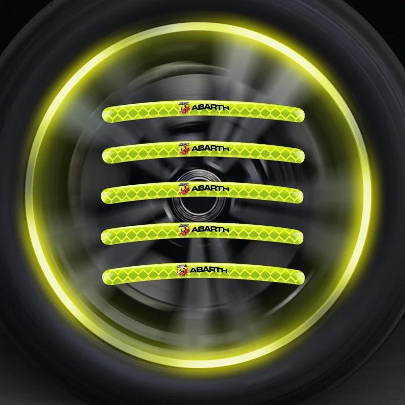 GCNDL1 5/10/15/20Pcs Car Wheel Hub Reflective Sticker For Fiat ABARTH 124 125 130 131 500 595 Esseesse 695 Punto Scorpion Accessories