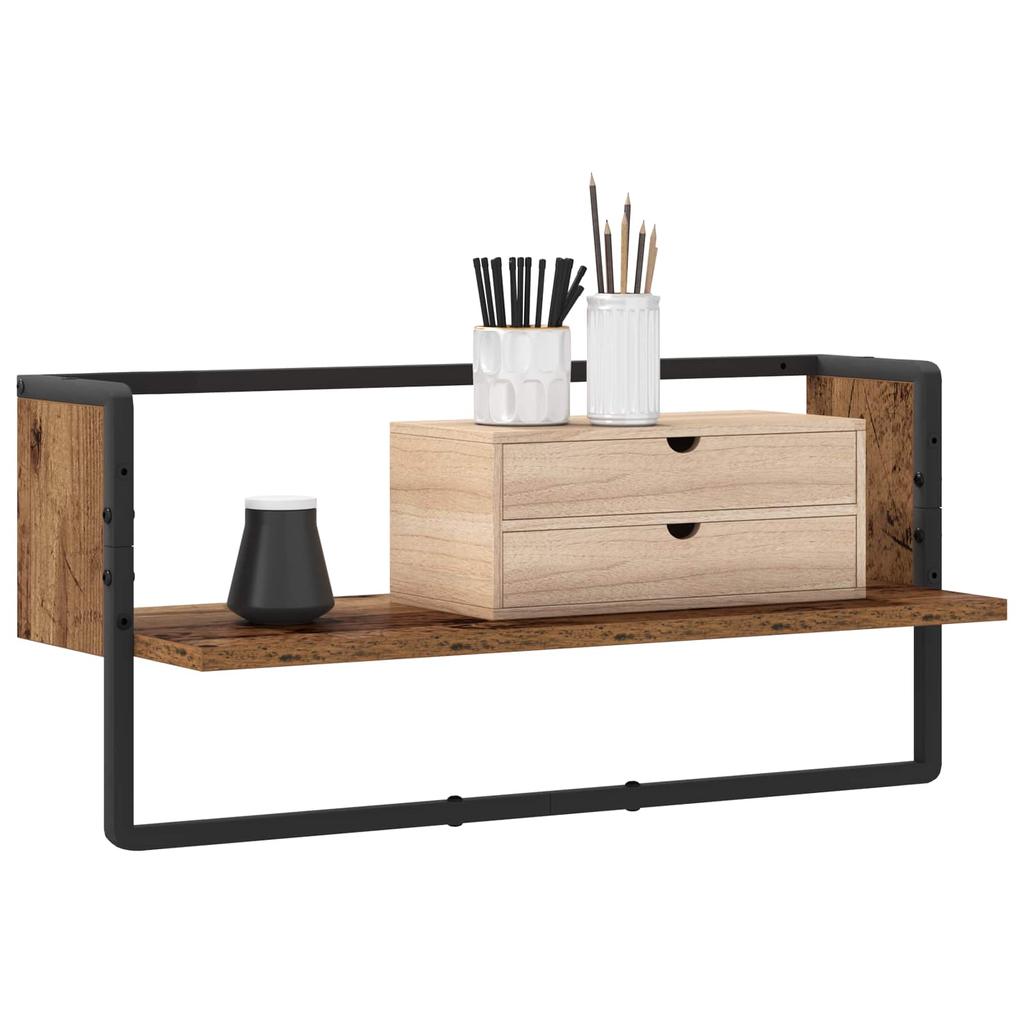 Floating Shelf Wall Mount Reclaimed Wood 65 x 25 x 30 cm Metal PB