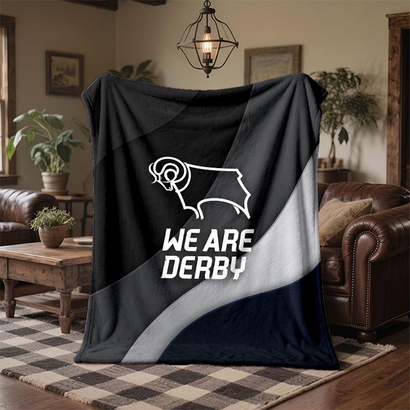 Derby County Football Print Flannel Blanket Soft Warm Sofa Bed Throw Blanket For Home Office Bedroom