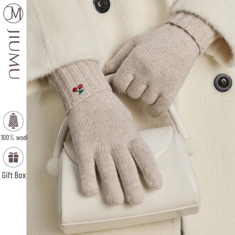 JIUMU Women's Lambswool Warm Gloves