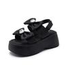 7cm New Summer Women Sandals Microfiber PU Lady Elastic Chunky Heel Fashion Hot Sale Platform Wedge Mujer Comfy Hook Shoes