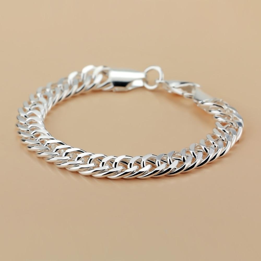 Brățară cu design din argint 925 925 solid de modă Bijuterii din argint pur 10 MM 20 cm Brățară cu lanț cu bici pentru bărbați/băiat
