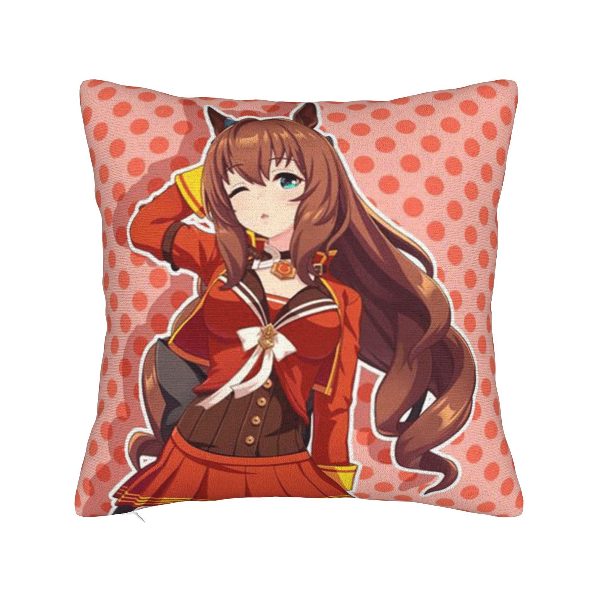 Наволочка Умамусуме Графическая наволочка для подушки Винтажная наволочка для дивана, софы, спальни 12x12Inch