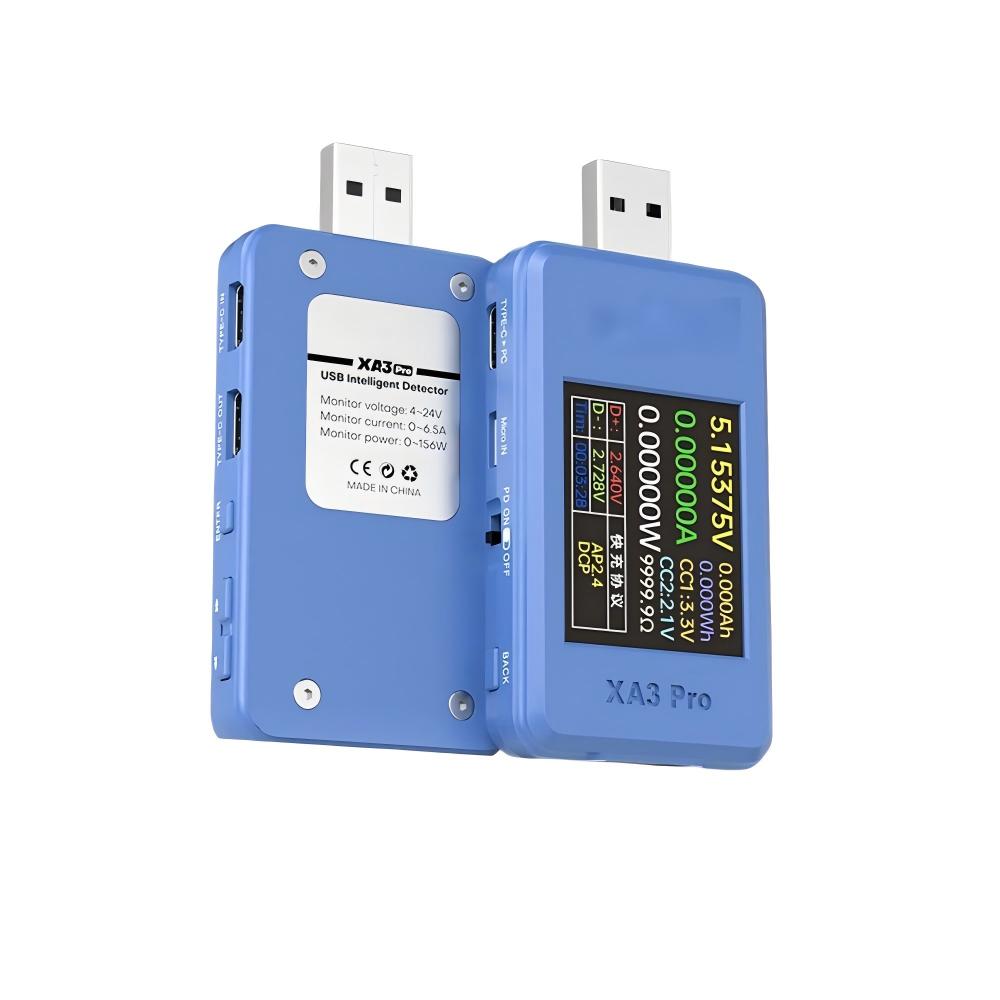 1.77" TFT Color Digital Voltmeter Ammeter Power Meter 4-24V 6.5A 156W, USB Tester with PD/QC/SCP Fast Charge Protocol Detector
