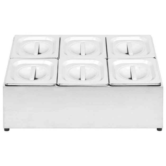 Récipient Gastronorm - vidaXL - GN 1/6 - Acier Inoxydable - 6 Bacs - Couvercles Inclus