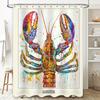 Multicolored Lobster Shower Curtain Waterproof Bathroom Decoration