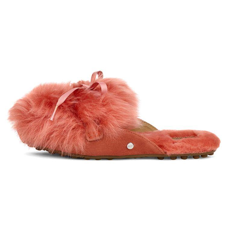 UGG Shaine Fluff Comfortable Flat Plush Casual Fashion Slippers Women Slippers Butterfly-Red 1105316-MRP