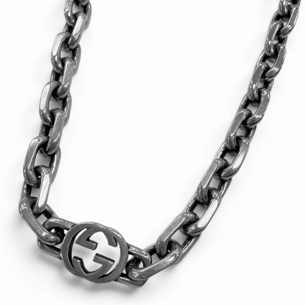 Great GUCCI Necklace Interlocking G Chain Silver AG925 mens 616941 Used