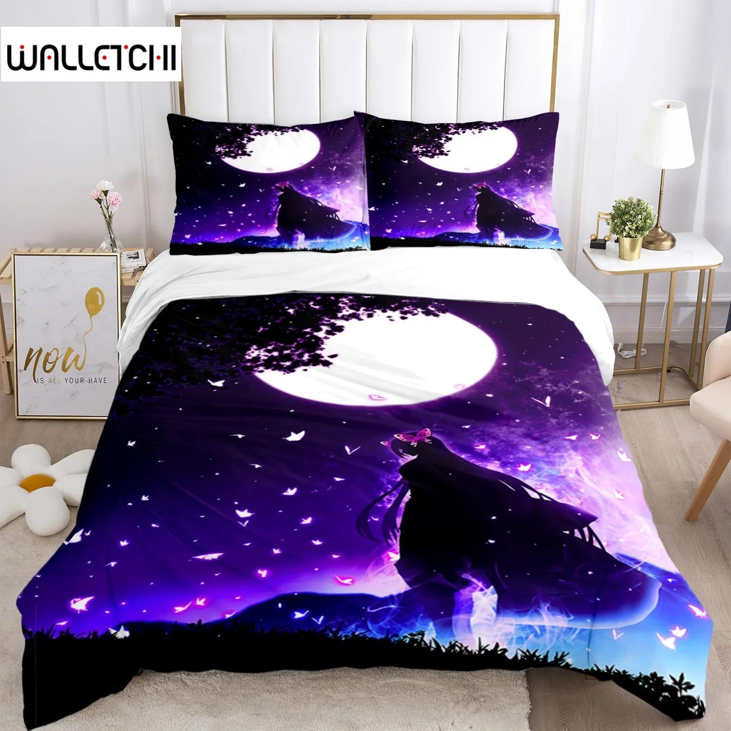 

Anime Demon Slayer Print Bedding Set Nezuko Bed Linen Queen Double Single King Size Duvet Cover Set Kids Adults Gift 70x133cm 2pcs