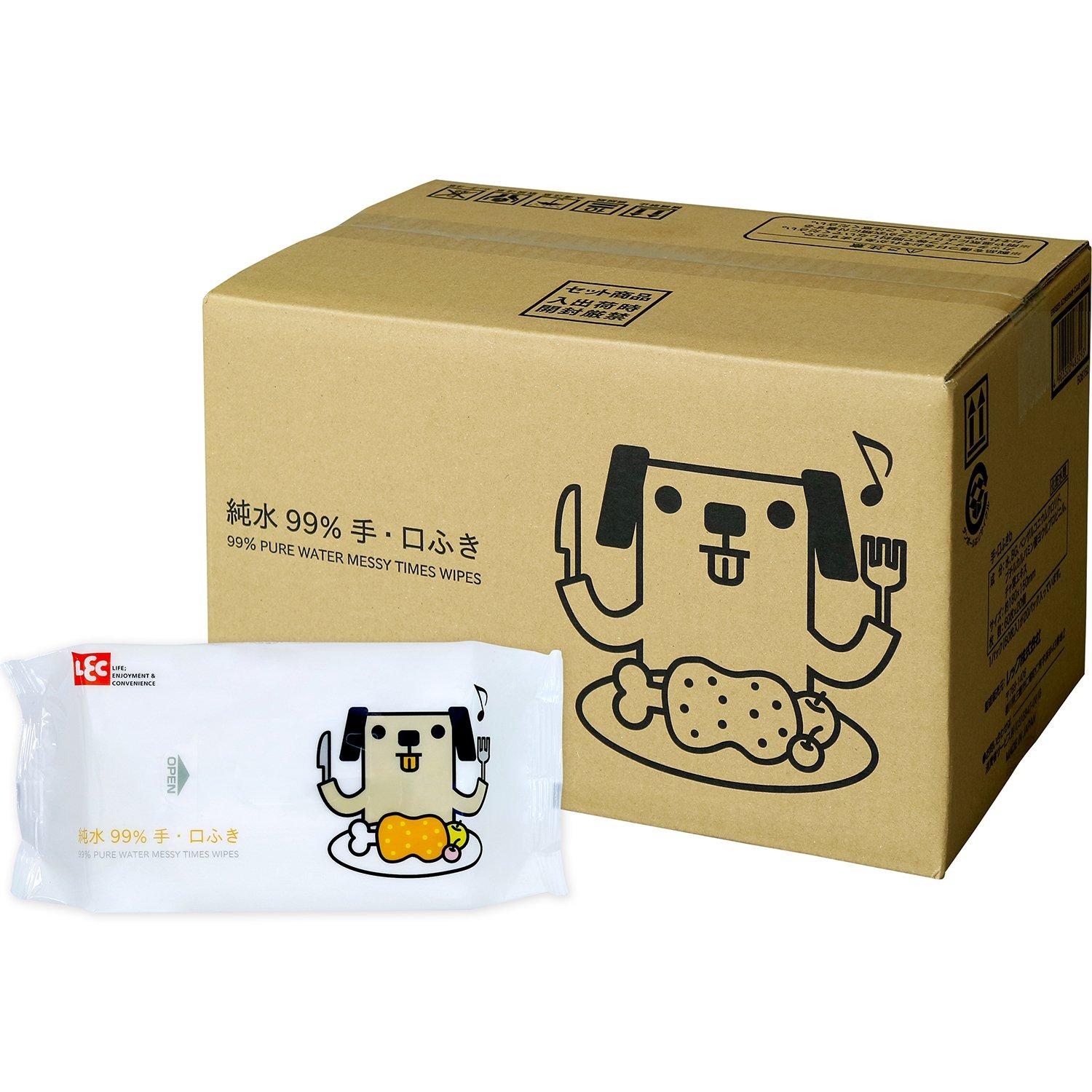 

LEC Салфетки влажные для рук с чистой водой и 60 штук x 20 упаковок (Дизайн Почи) 99% Рот, Почи, (1200 листов)