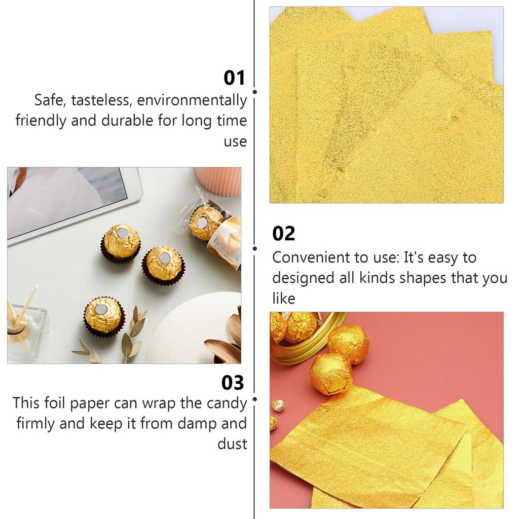 500pcs Candy Golden Aluminum Foil Paper 8X8Cm Precut Sheets For Chocolate Wrapping Food Safe Moisture Proof Party Favors Bakery