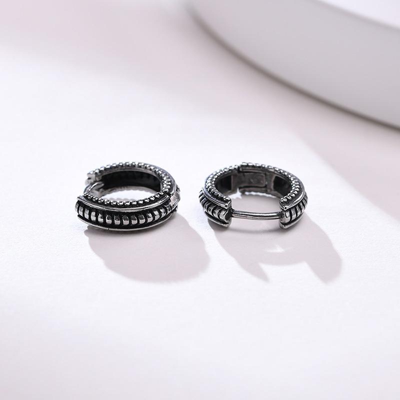 Pendientes de Aro Pequeños Huggie, Pendientes de Aro Gruesos Vikingos, Pendientes de Aro para Hombre, Acero Inoxidable Forma Redonda Círculo Joyería Retro para Hombre