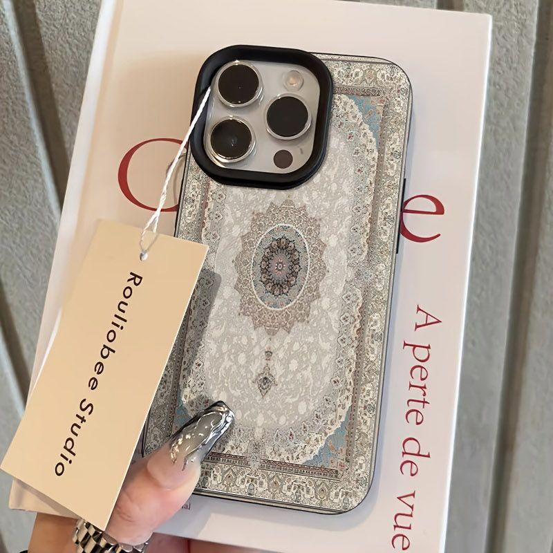 Retro Persian Carpet Patterns Matte Lychee Phone Case For iPhone 17 16 15 14 13 12 11 Pro Max XS X XR 16E 17 Air 7 8 Plus Cover