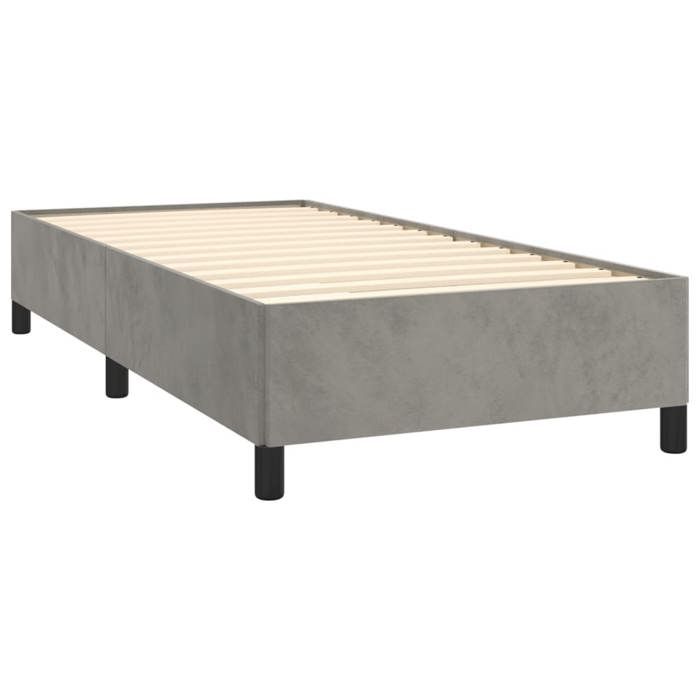 Sommier à lattes et matelas - Maison Exclusive - Velours gris clair - 90x200 cm - Tête de lit réglable