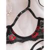 Sexy Open Cup Bra Thong Set Erotic Lingerie Underwire Crotchless Panties Couples Nightwear Easy Access