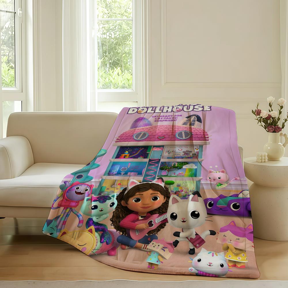 Cartoon G Gabby's Dollhouse Blanket For Sofa Office Bed Plane Travel Sleep Read Relax Camping Soft And Warm