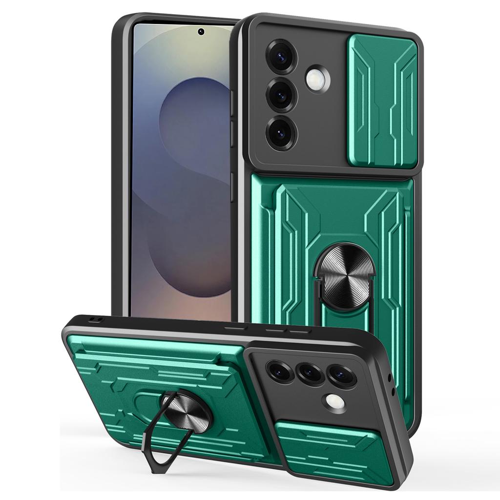 For Samsung Galaxy S25+ Case PC+TPU Kickstand Phone Back Cover with Camera Slider