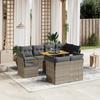 Vidaxl 9-Cz. Garden Furniture Set With Cushions, Grey, Poly Rattan