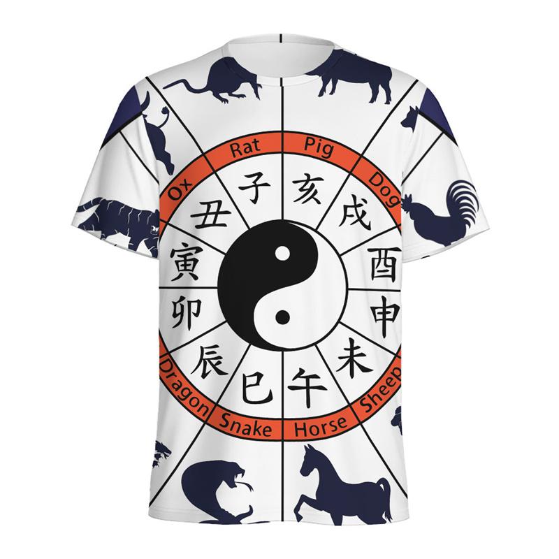 Černé Bílé Vzor Jin Jang Pánské Tričko Cool Street Kulatý Výstřih Krátký Rukáv Trička Top Dámské Léto 3D Tištěná Volná Trička