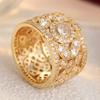 Luxury Inlaid White CZ Women's Ring Sparkling Gold Color Geometry Daily Wear Party Jewelry Anniversary Gift