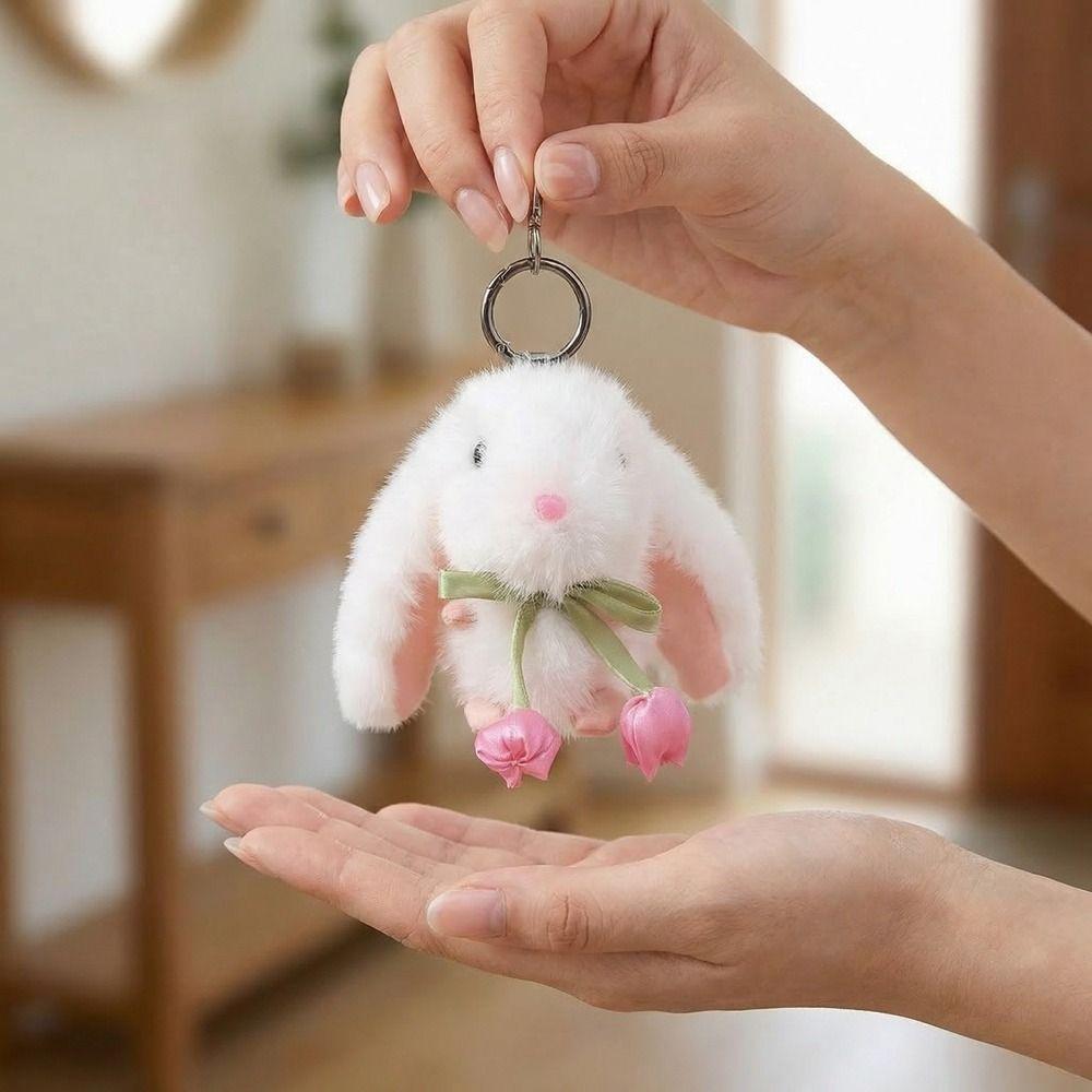 Cute Plush Doll Pendant Soft Cartoon Bunny Keyring Sweet Bag Charm  Hanging Ornaments