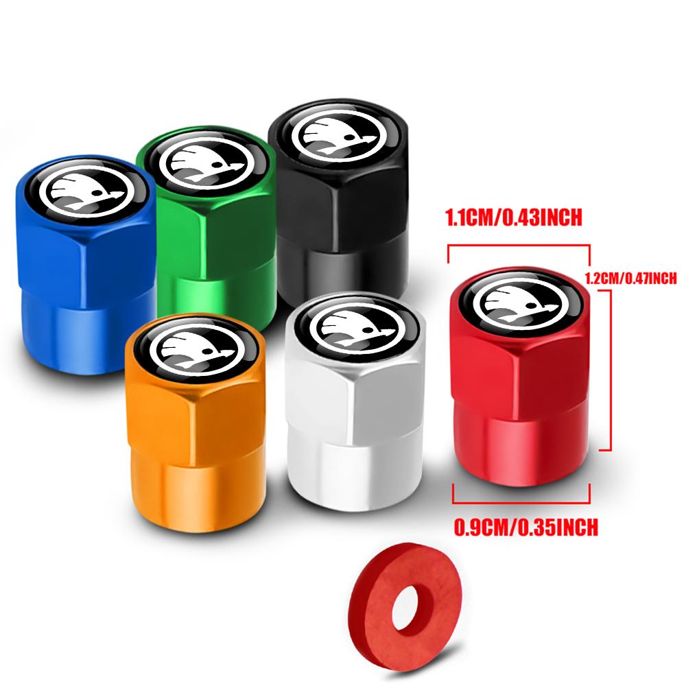 4Pcs Car Styling Aluminum Metal Car Wheel Tire Air Valve Caps Cover For Skoda Rapid Octavia A5 RS Kodiaq Fabia A7 Kamiq Karoq  HA5