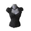 Gothic Style Waist-Cinched Striped Square Neck Top - Women’s Summer 2026 Collection