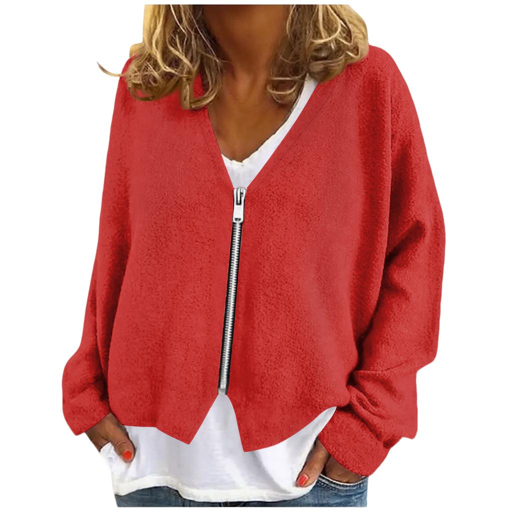 Womens Zip Up Sweaters Sweatshirts Long Sleeve Oversized Jackets Soft Casual Loose Tunic Tops