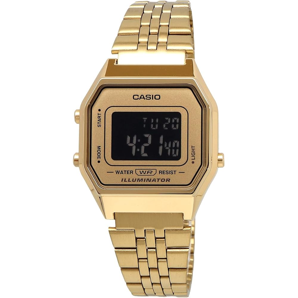 Casio Vintage Series LA680WGA-9B Women's Digital Watch Octagonal Face Gold Reverse LCD