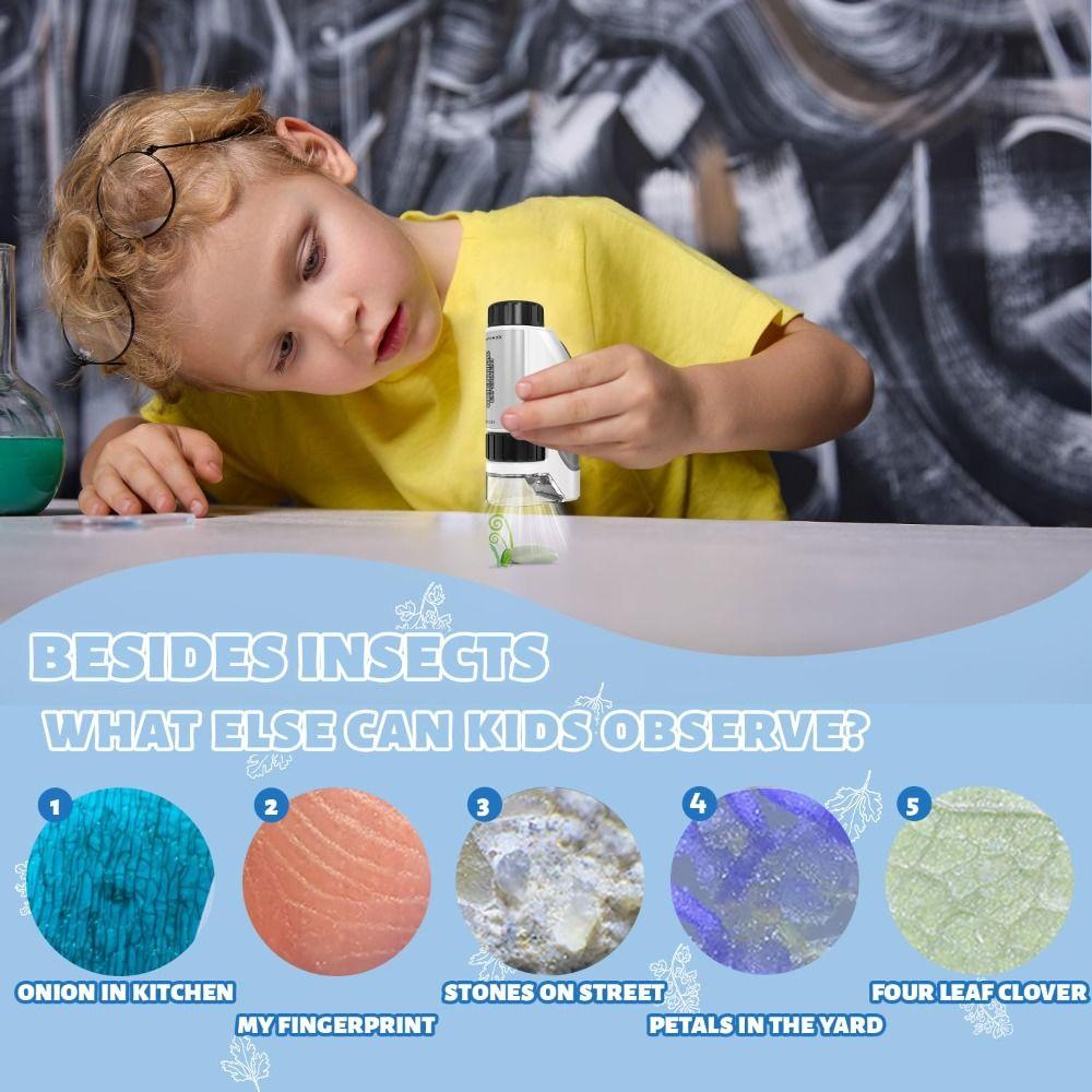 Adjustable Kids Microscope Up To 300x Kids Science Microscop Pocket Microscope Toys for Kids Gift