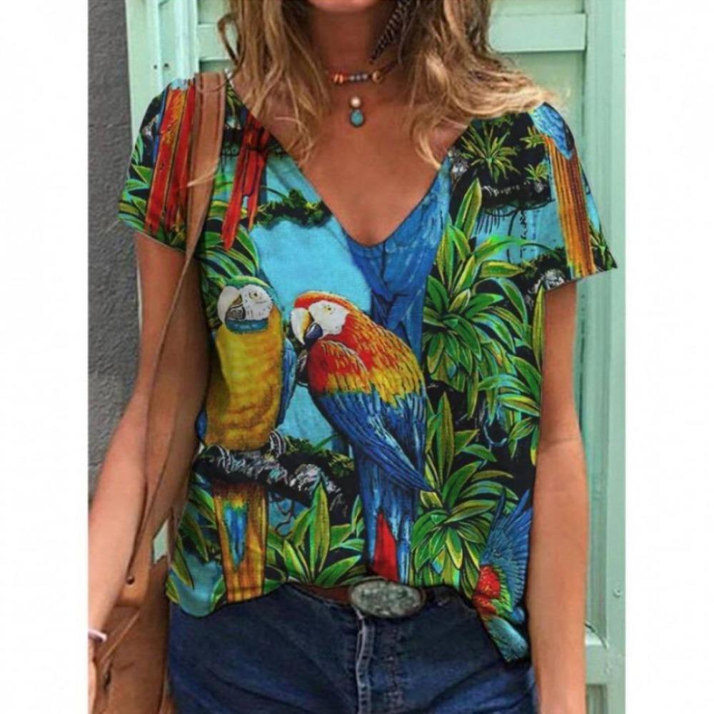 Summer Butterfly Floral T-Shirts 3D Print Women Fashion V-Neck Short Sleeve T Shirt Y2K Casual Tees Harajuku Top Female Clothing