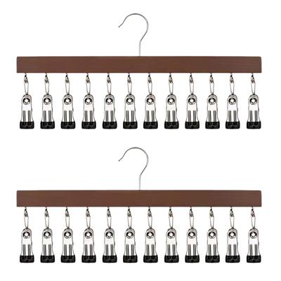 East Leaf Wooden Clip 12 for Small Clothing Set of 2 Hanger, Hooks, Rotating, Items, Trousers, Socks, Towels, Hats, Space-Saving, Organization,