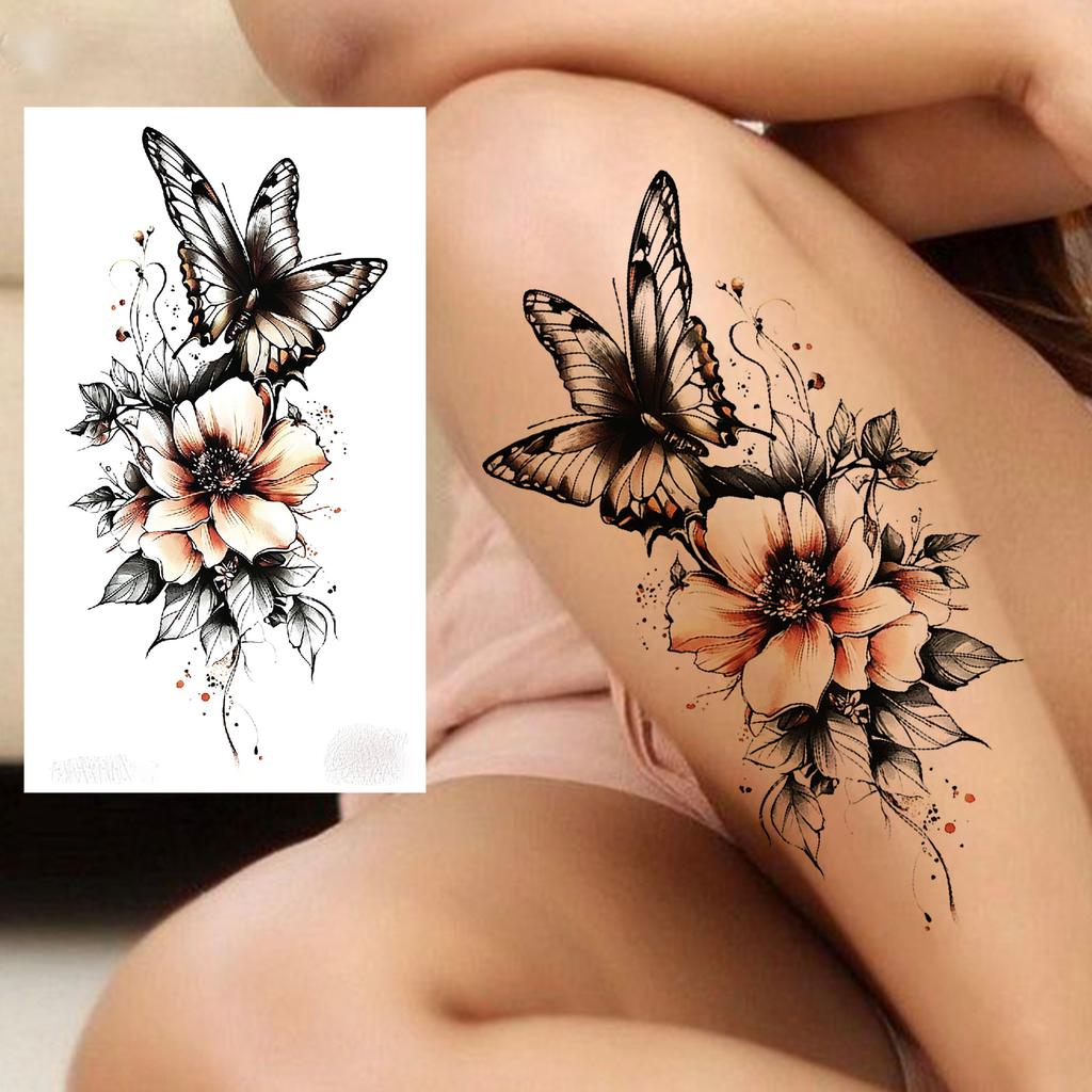 1 Sheet Black Henna Mandala Flower Temporary Tattoos For Women Girls Fake Lace Tattoo Sticker Disposable Decoration Adults Tatoo