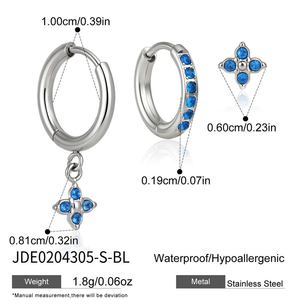 Youthway 3pcs/set Zircon Cross Pendant Drop Earring For Women 18K Gold PVD Plated Stainless Steel Waterproof Charms Jewelry