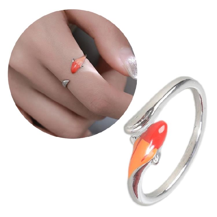 Gradient Lucky Carp Rings Kois Fish Open Rings for Trendsetters Unique Ornament