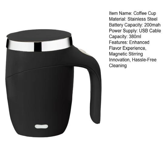 Self Stirring Coffee Cup 380ml Automatic Magnetic Stirring Mug Stainless Steel Coffee Mug Rechargeable Self Mixing Mugs for Home Office School Travel