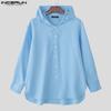 INCERUN Oversized Men Long Sleeve Casual Loose Hooded Shirts Tops