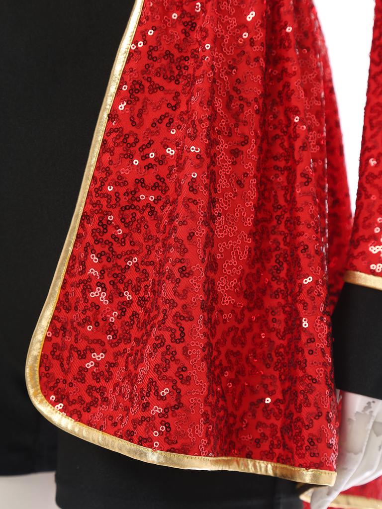 Womens Sparkly Ringmaster Outfit Fringed Epaulet Bodysuit for Carnival Performances Themed Parties